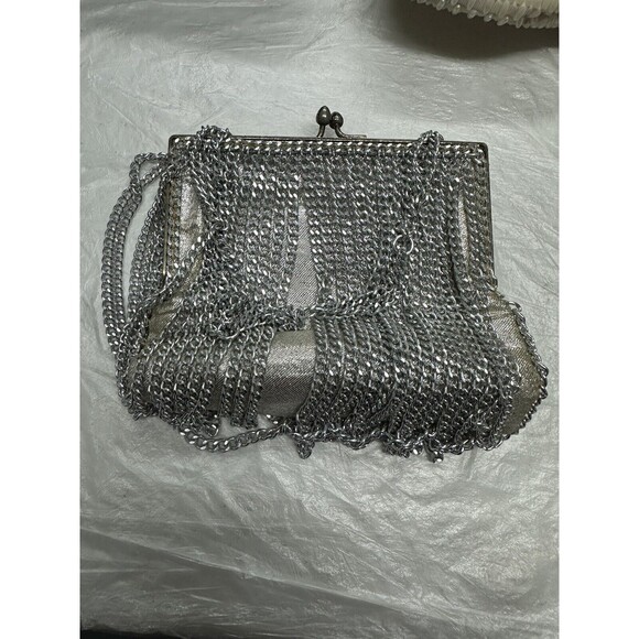 1960s Vintage Silver Tone Chain Mesh Purse Clasp Closure - Picture 1 of 6